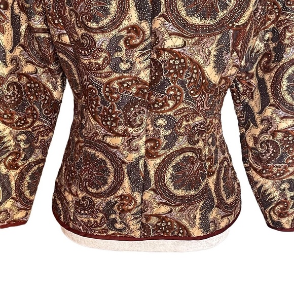 Silkland Paisley Quilted 100%Pure Silk Jacket Coat Women’s Size PS Petite - Picture 6 of 7